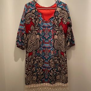 Colorful dress with fringe on the bottom